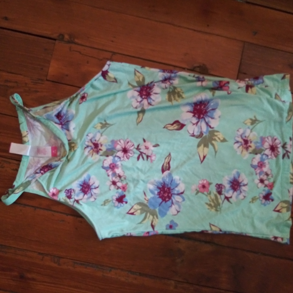 Cute mint floral tank top